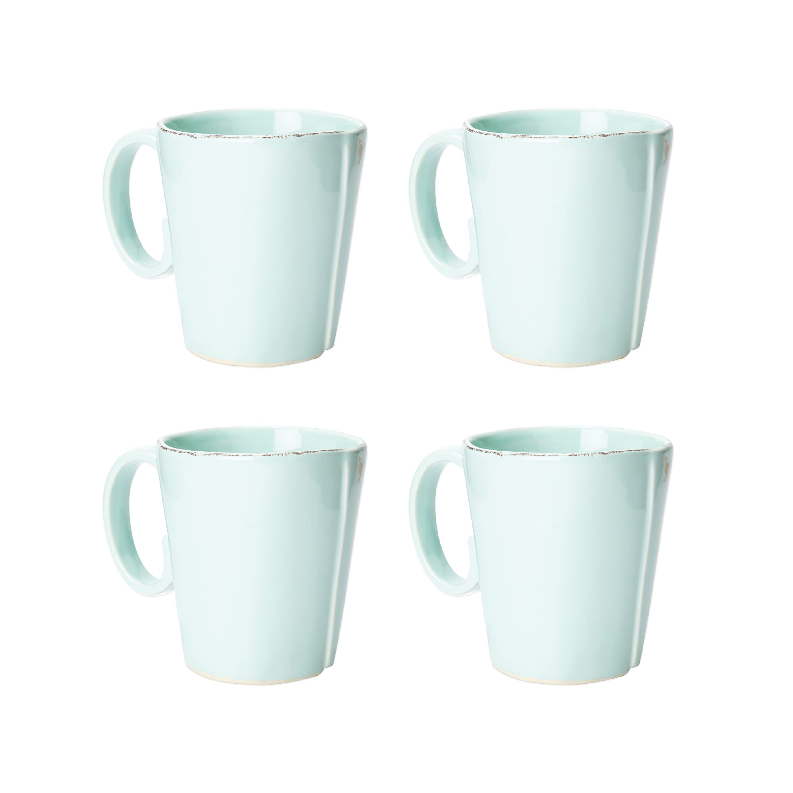 Vietri Lastra Aqua 12oz Handmade Stoneware Coffee Mug Set of 4 - 4