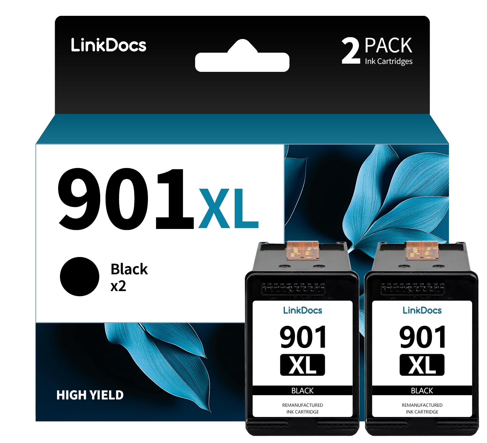 Remanufactured HP 901 Black Ink Cartridges (2-Pack) - Replacement for HP 901/901XL CC654AN CC653AN - Compatible with OfficeJet 4500 J4500 J4524 J4540 J4550 J4580 Printers - Ideal for Home & Office Printing Needs