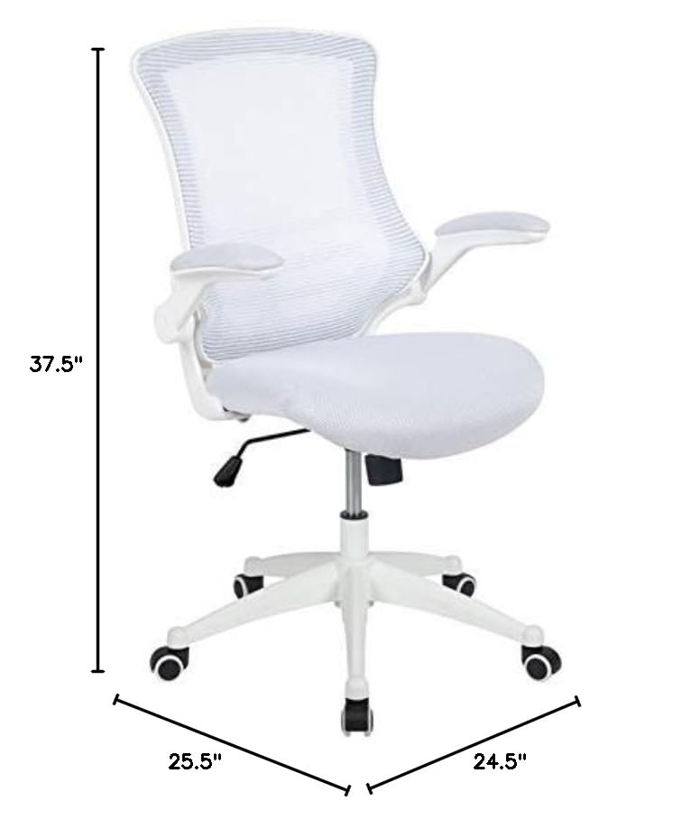 UrbanPro Contemporary Mid Back Mesh Office Swivel Chair - Ergonomic Desk Chair with Lumbar Support, Adjustable Height & Tilt, White - Perfect for Home Office, Gaming & Workspace