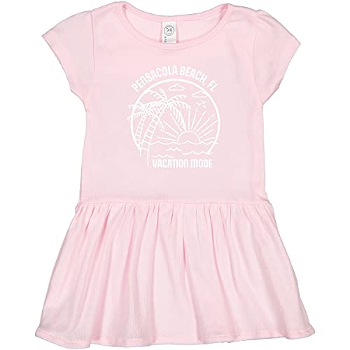 Inktastic Summer Vacation Mode Pensacola Beach Florida Toddler Dress - Cute Floral Print Girls' Beach Dress for Toddlers, Perfect for Vacation, Family Trips & Seaside Outings