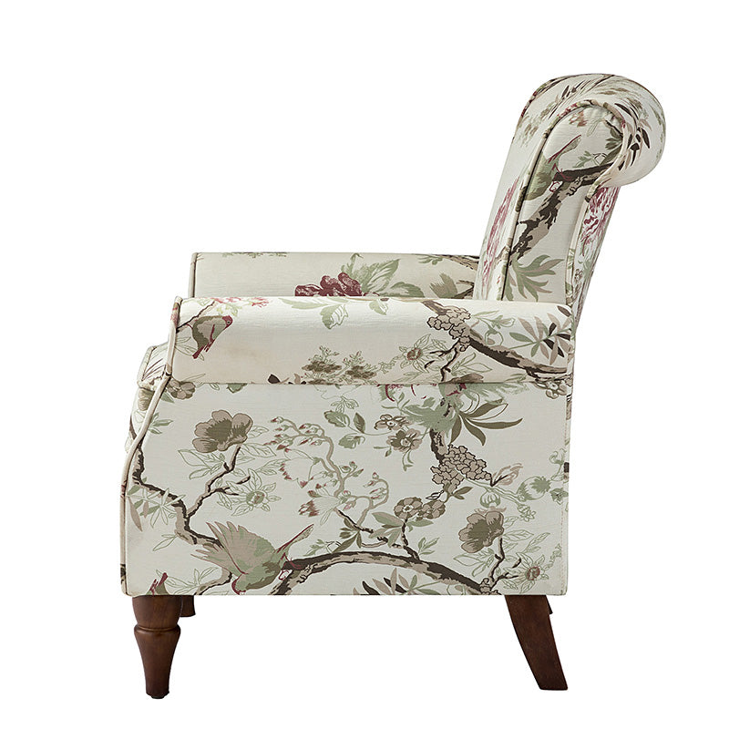 Artemisa Modern Floral Pattern Upholstered Armchair - Comfortable Living Room Accent Chair for Home Office & Lounge Decor