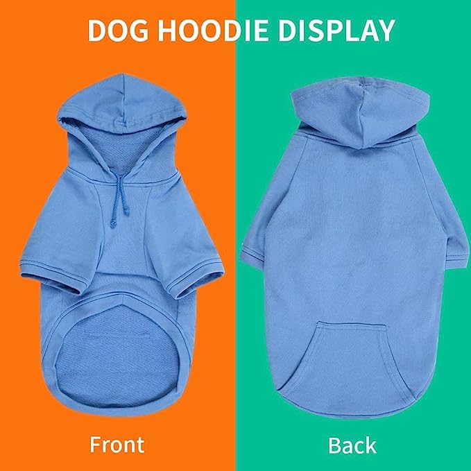 Dog Hoodies Sweatshirt with Hood and Pockets - Cozy Pet Clothes for Small Dogs (Blue, Medium) | Perfect for Winter Walks & Outdoor Adventures