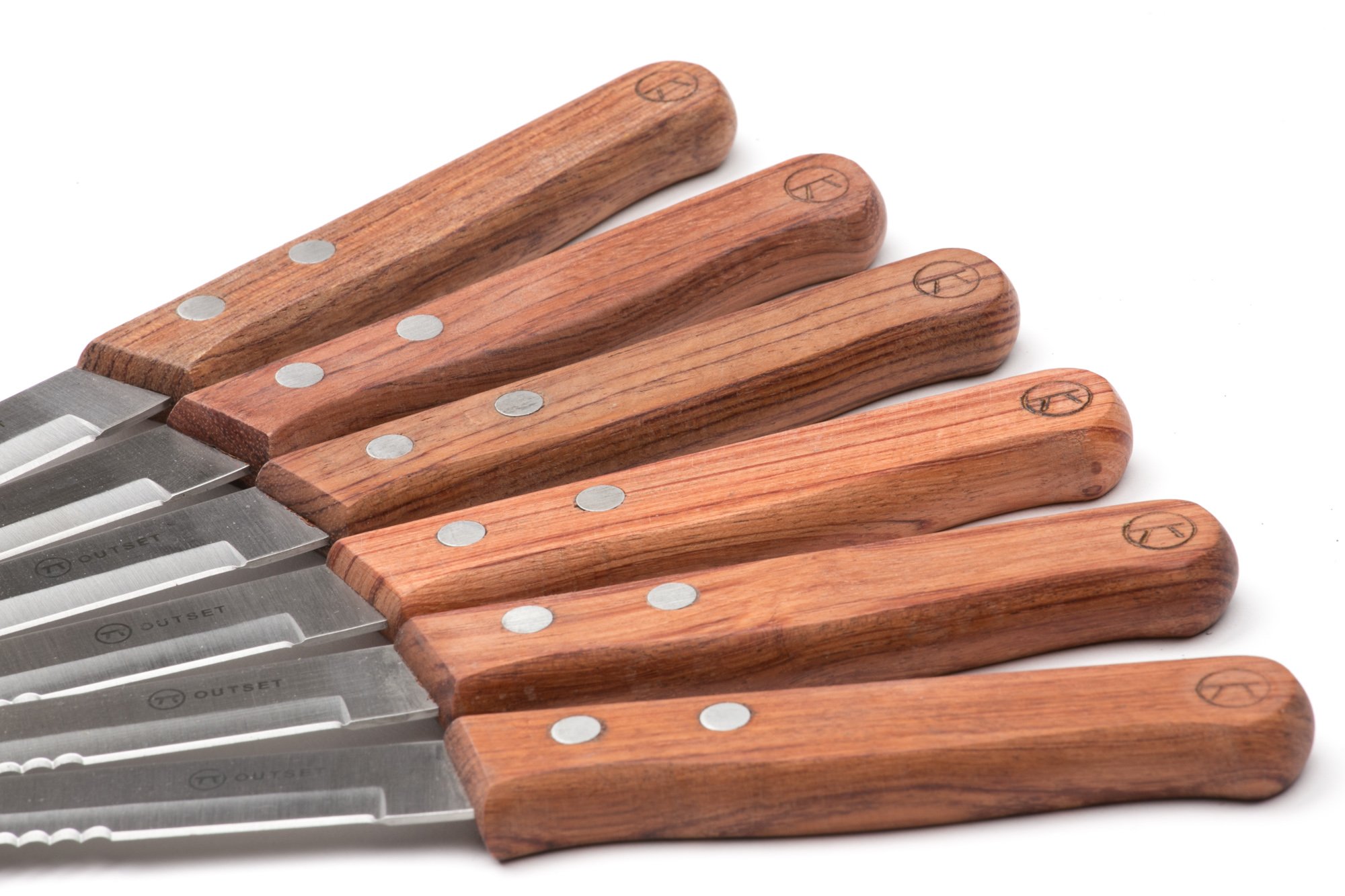 Premium Rosewood Handle Serrated Steak Knives Set of 6 - Sharp Stainless Steel Blades for Steak, Meat & BBQ - Perfect for Dining, Gifts & Restaurant Use