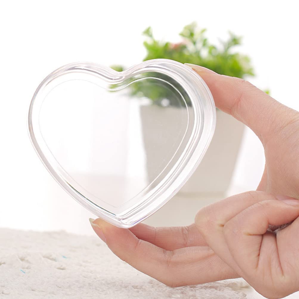BESPORTBLE 5-Piece Heart Shaped Clear Candy Jewelry Storage Box - 8.5x8x4cm Transparent Wedding Favor Container - Perfect for Bridal Showers, Birthday Party Favors & Gift Packaging