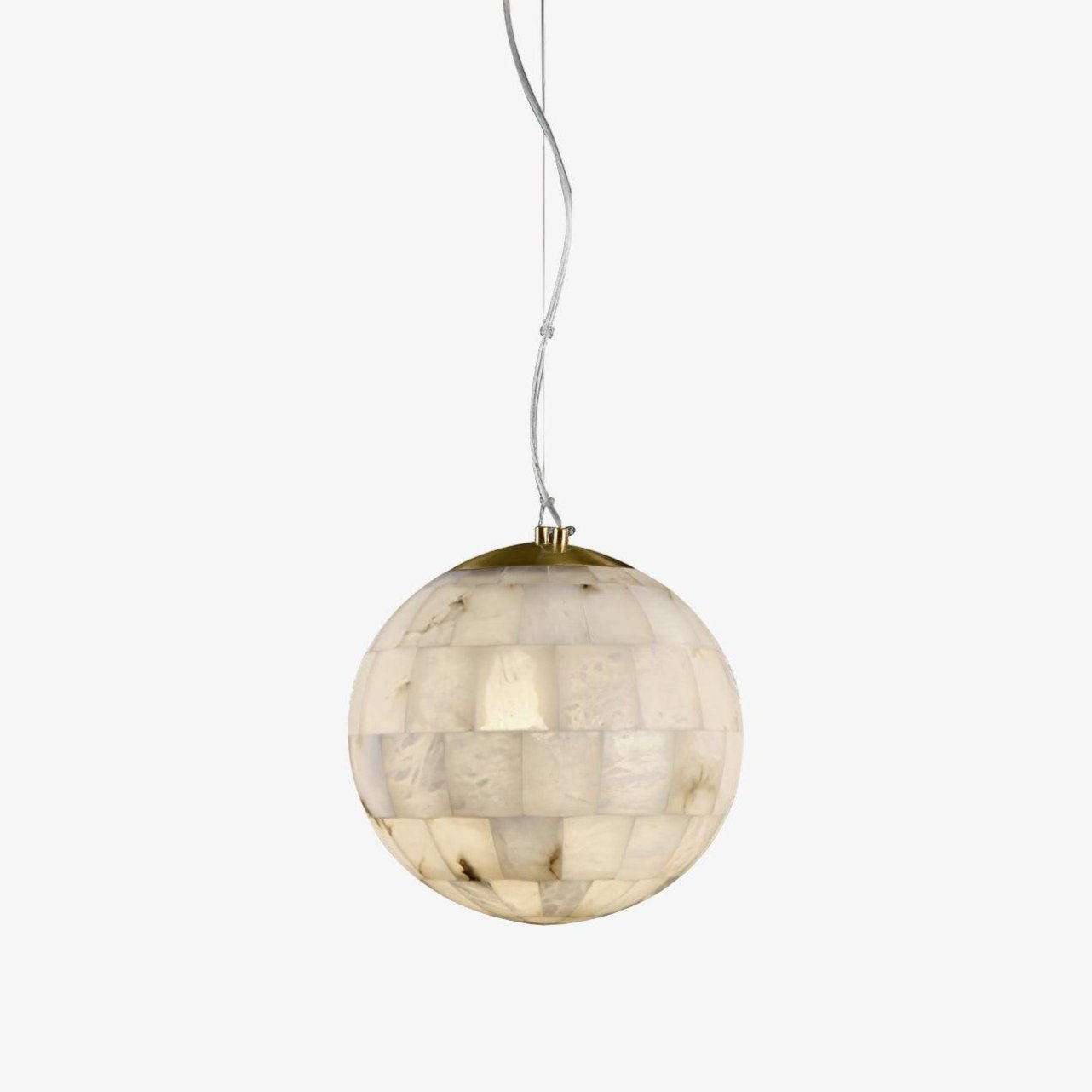 Alabaster Ball Pendant Light - Modern Minimalist Ceiling Fixture for Dining Room, Kitchen Island & Bedroom Lighting