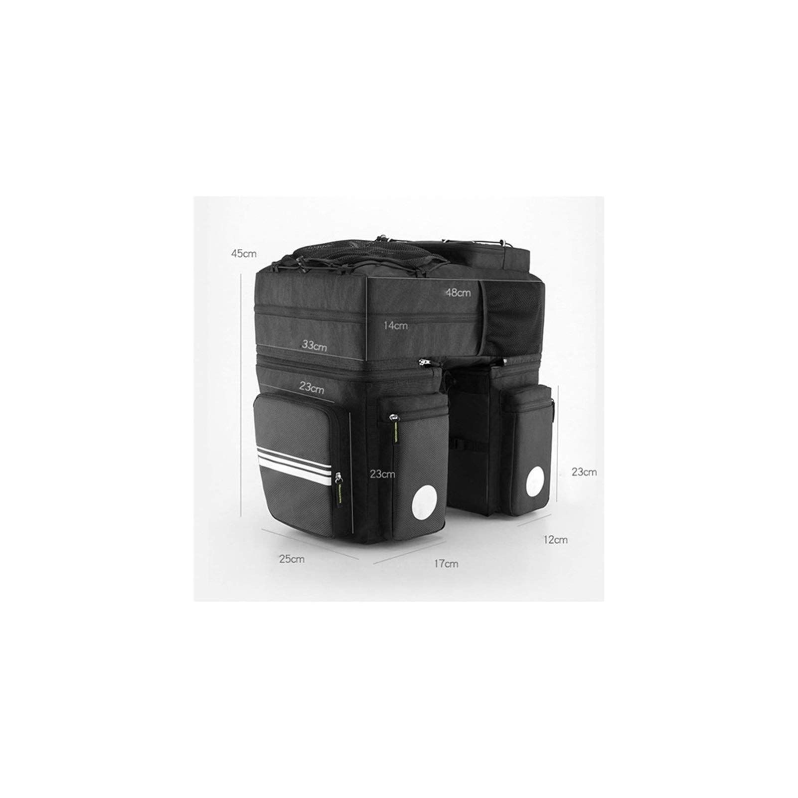 Waterproof Bike Panniers with Adjustable Hooks - Large Capacity Bicycle Saddle Bags with Reflective Trim & Carrying Handle - Perfect for Commuting, Touring & Grocery Shopping