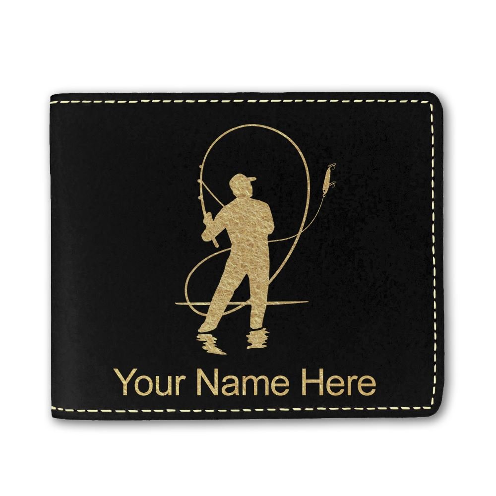Personalized Engraved Faux Leather Wallet for Men - Fly Fishing Themed Gift for Dad, Husband, Boyfriend - Perfect for Outdoor Enthusiasts & Everyday Use