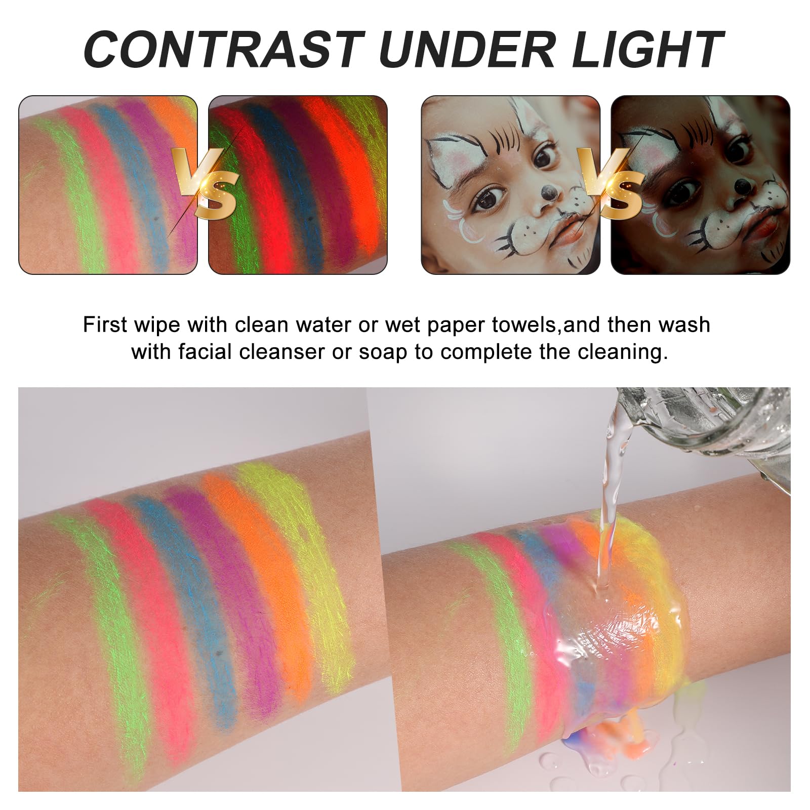 12-Pack Neon Glow in the Dark Face Paint Crayons - Vibrant Luminous Body Paint for Halloween, Birthday Parties & Cosplay - Safe Non-Toxic Makeup for Kids & Adults - Perfect for Festivals, Raves & Night Events