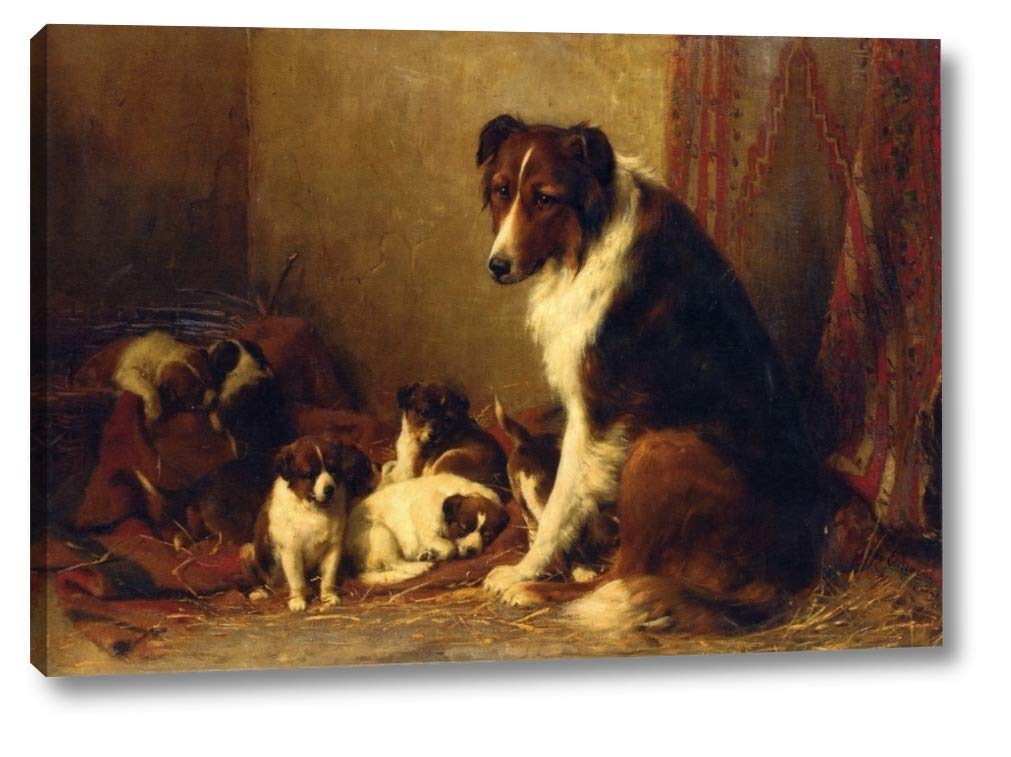 Otto Eerelman Collie & Puppies Canvas Art - 11x16