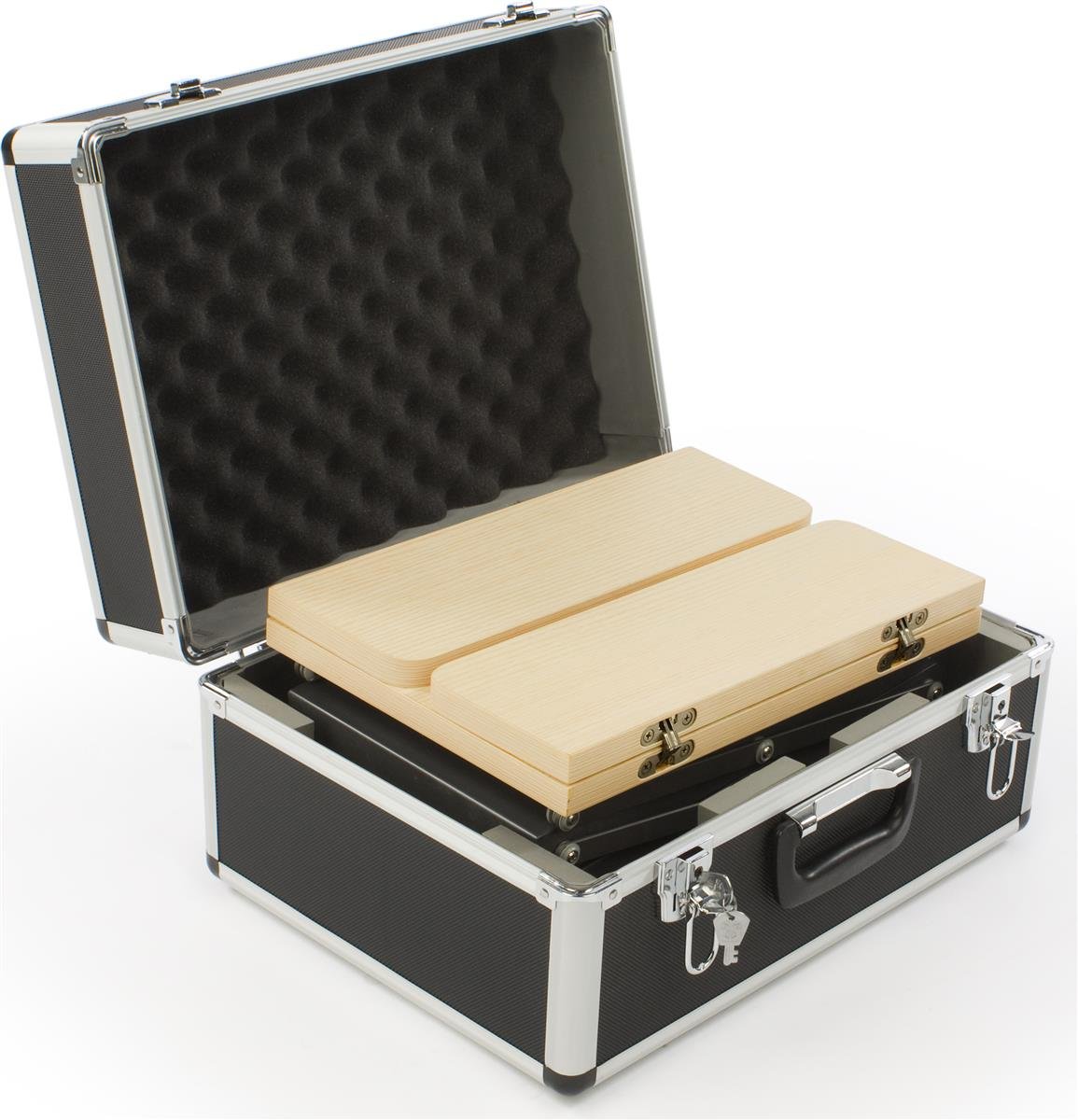 Portable Folding Table with 3 Built-in Literature Pockets & Hard Carry Case - Lightweight Compact Desk for Camping, Picnics, Outdoor Events & Home Office Use