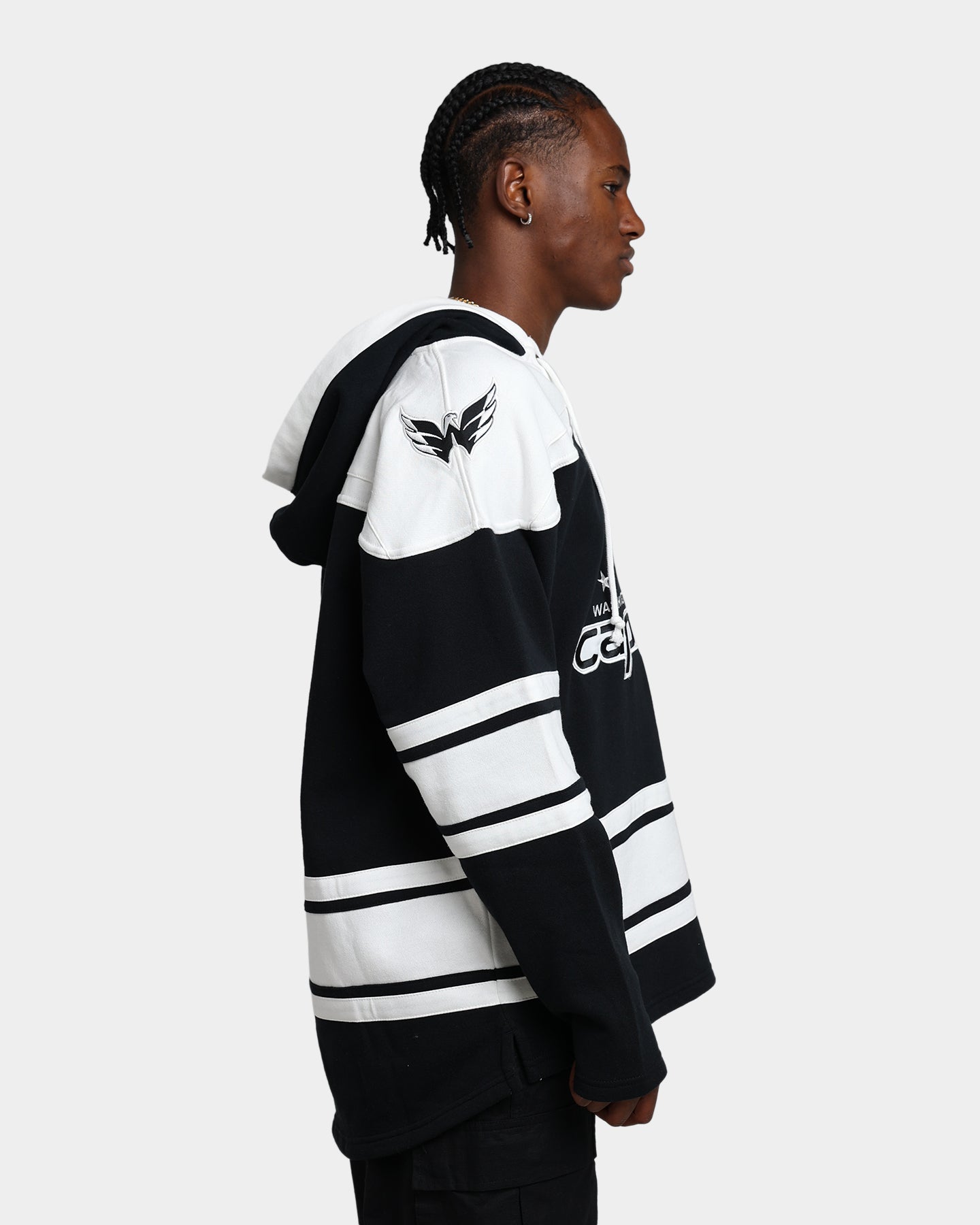 47 Brand Washington Capitals Superior Lacer Hoodie - Men's NHL Team Pullover Sweatshirt | Jet Black | Warm & Comfortable for Game Day & Casual Wear
