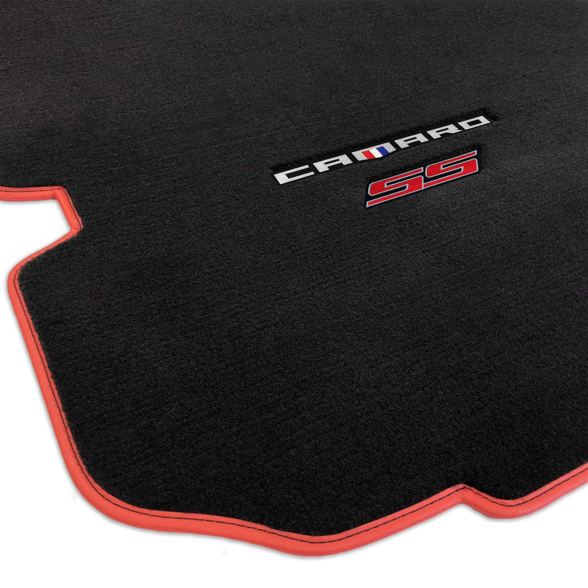 Premium Custom-Fit Carpet Floor Mats for 2016+ Chevy Camaro - Luxury Car Floor Liners with Tri-Color SS Design (Charcoal, Trunk/Coupe) - Perfect for Daily Driving & Car Shows