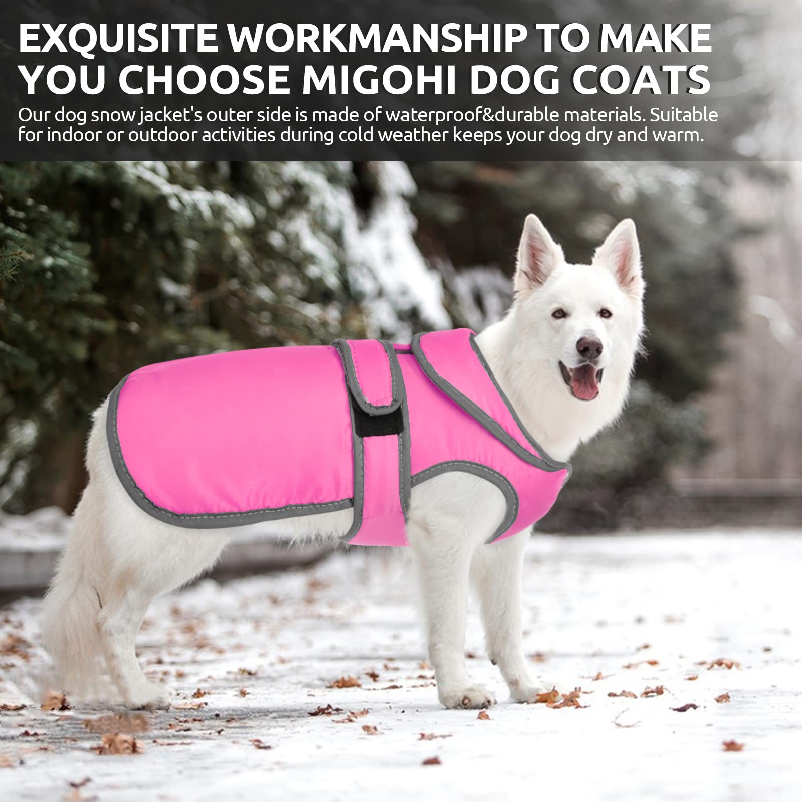 MIGOHI Reflective Dog Coat - Waterproof Windproof Winter Jacket for Small Medium Large Dogs | Reversible Stormguard Fleece-Lined Snowsuit | Cold Weather Warm Vest for Outdoor Walking, Hiking & Snow Play