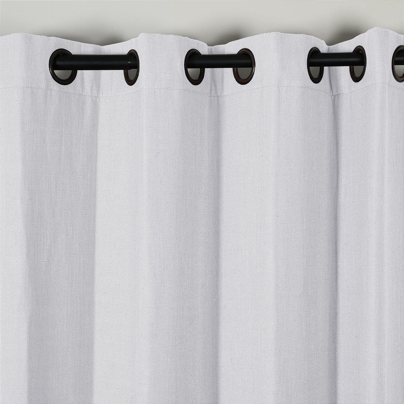 TWOPAGES White Faux Linen Blackout Curtains 96 Inches Long - Thermal Insulated Grommet Window Drapes for Living Room, Bedroom & Sliding Glass Doors (1 Panel) - Perfect for Light Control, Privacy & Home Decor