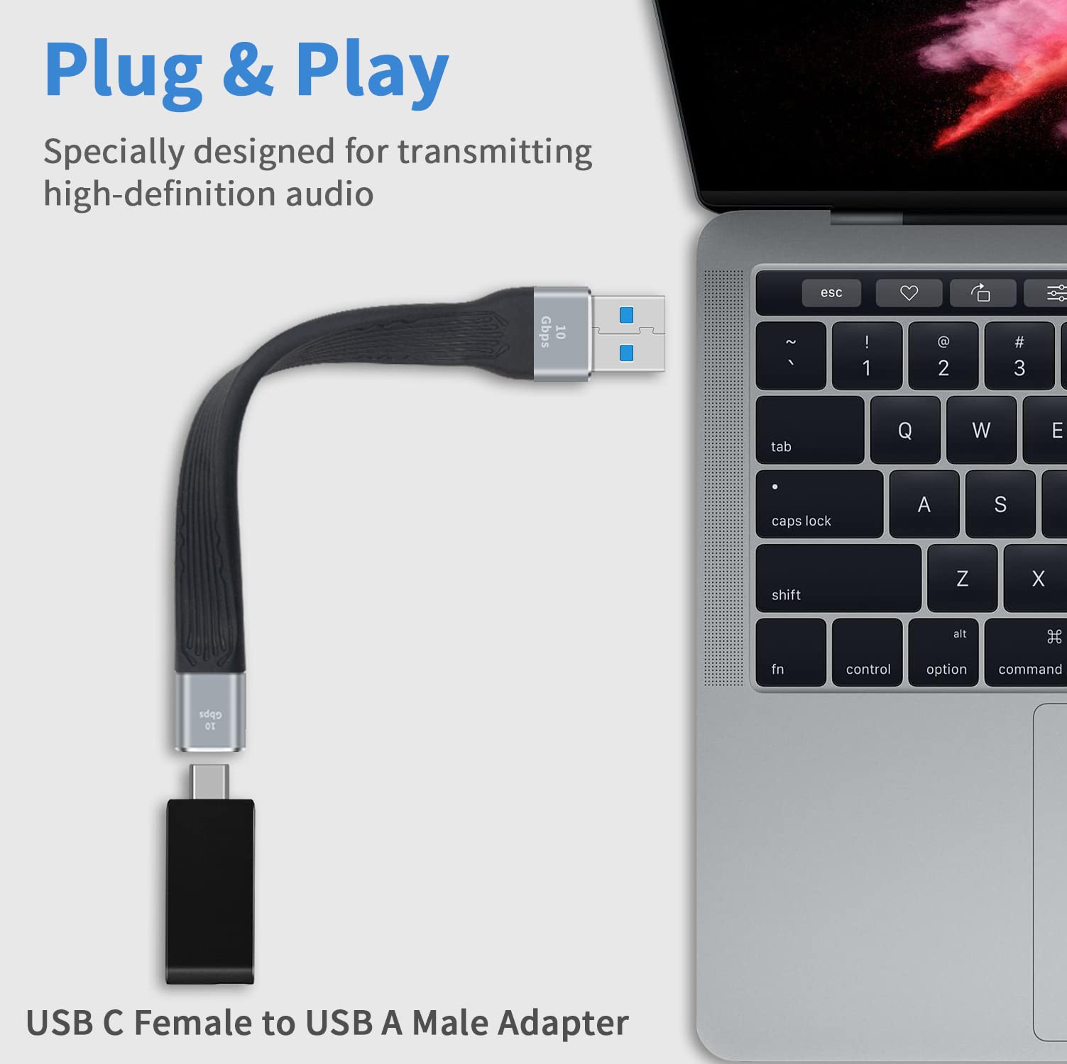 Poyiccot USB-C to USB 3.0 Adapter (10Gbps) - USB C Female to USB A Male Converter Cable - Fast Charging & Data Transfer Compatible with iPhone 15, Samsung Galaxy S23, MacBook Pro/Air - Perfect for Travel, Office & Home Use