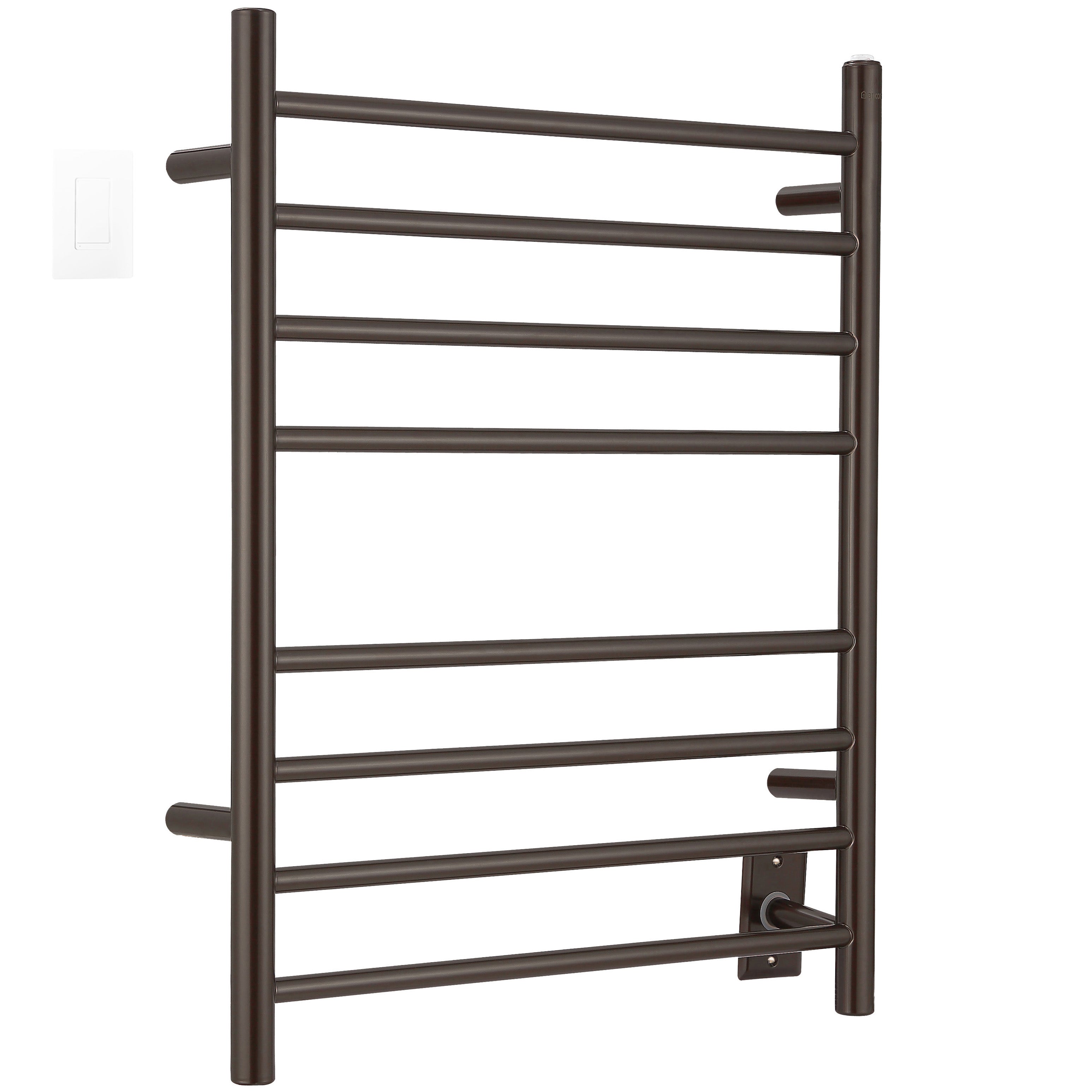 Ancona Prestige Dual 8 Bar Hardwired & Plug-in Bathroom Towel Warmer with WiFi Timer - Oil Rubbed Bronze Finish for Spa, Luxury Hotels & Home Bathrooms