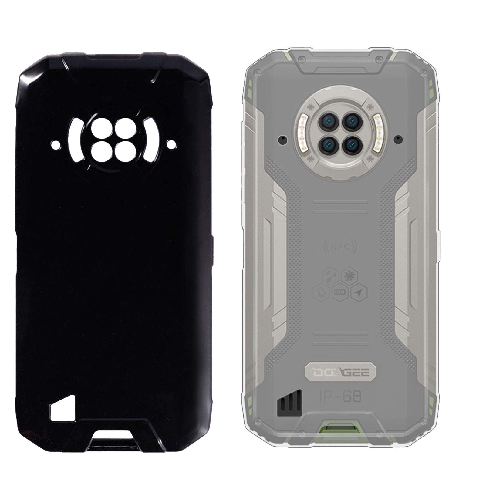 Doogee S96 Pro Case [6.22 Inch] 2 Pack - Soft Silicone Bumper Shell, Flexible Rubber Phone Protective Cover TPU (Clear + Black) - Perfect for Outdoor, Work & Daily Use