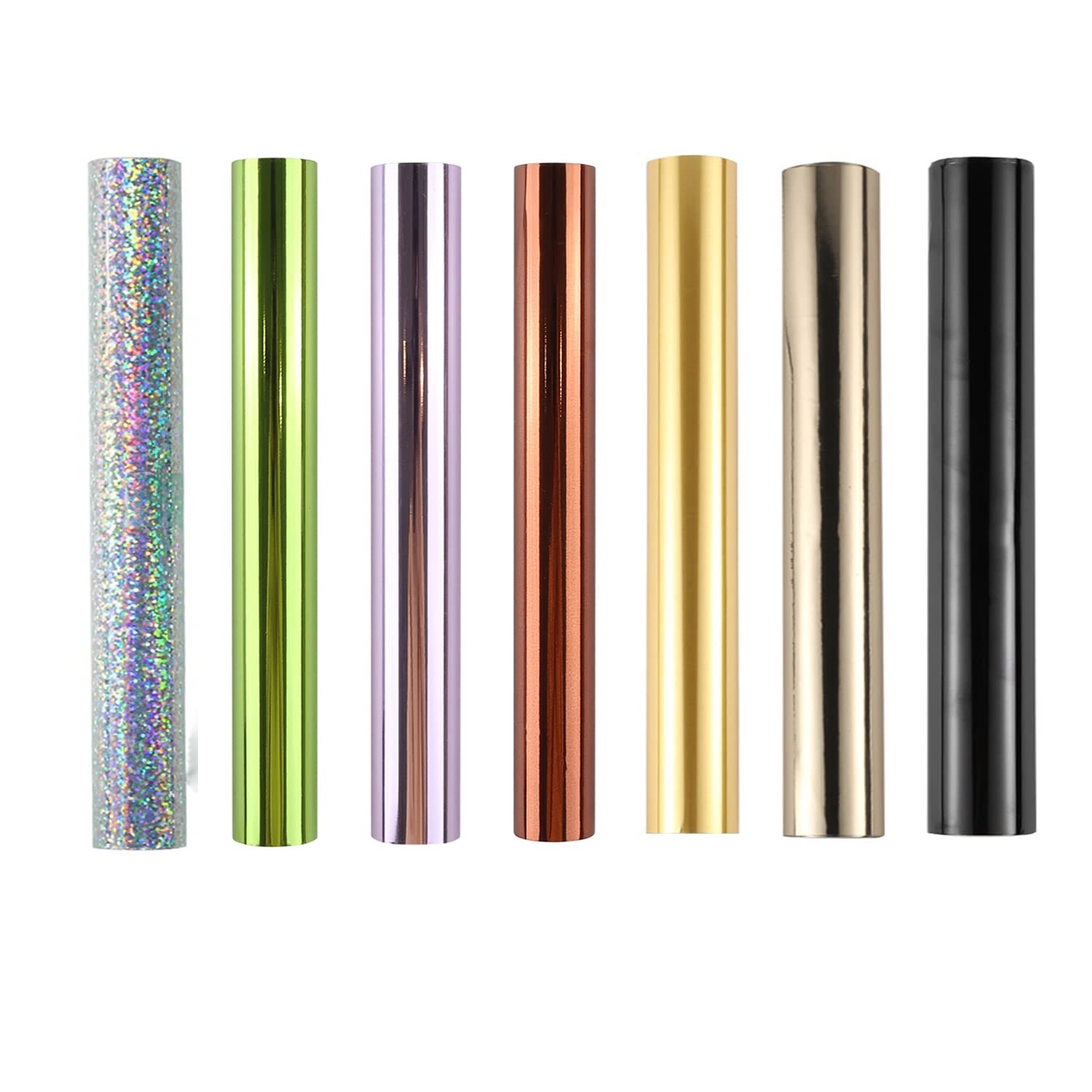 7PCS Glimmer Hot Foil Rollers - Metallic Variety Pack with Diamond Colors (7.6x197 Inch) - Laser Printer & Laminator Compatible - Toner Reactive Foil for Scrapbooking, Card Making, DIY Paper Crafts & Gift Wrapping