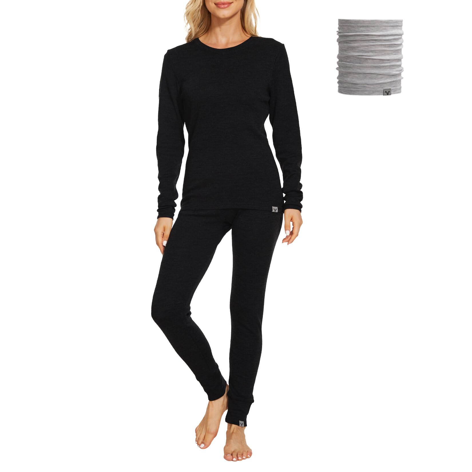 MERINNOVATION Women's 100% Merino Wool Thermal Base Layer Set - Warm Winter Underwear for Hiking, Skiing & Outdoor Activities