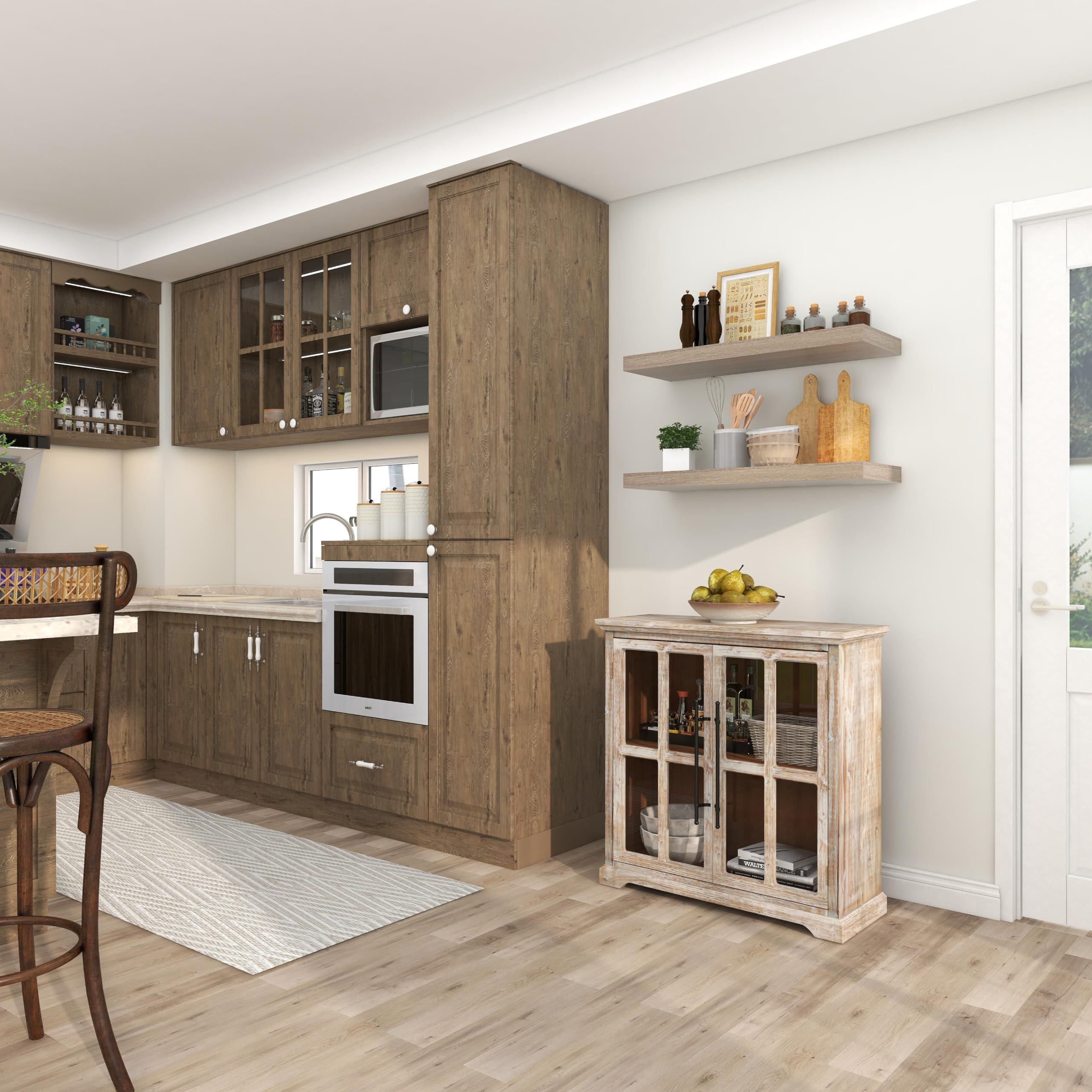 Deco 79 Wooden Accent Cabinet with Glass Front Doors - 33