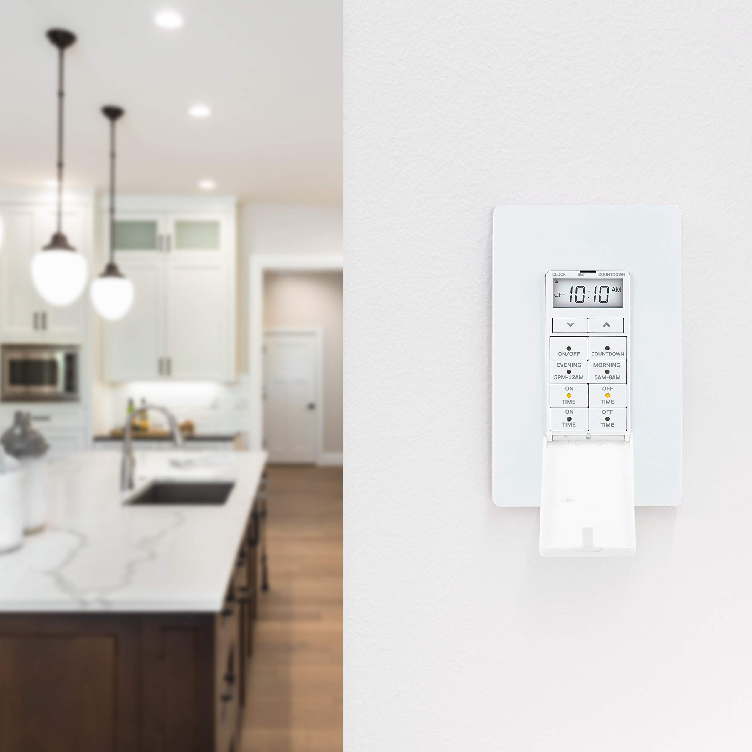 UltraPro 24-Hour Programmable In-Wall Digital Countdown Timer Switch for Lights & Exhaust Fans - Neutral Wire Required - 8 Presets - Perfect for Christmas Trees, Indoor Lamps & Home Automation