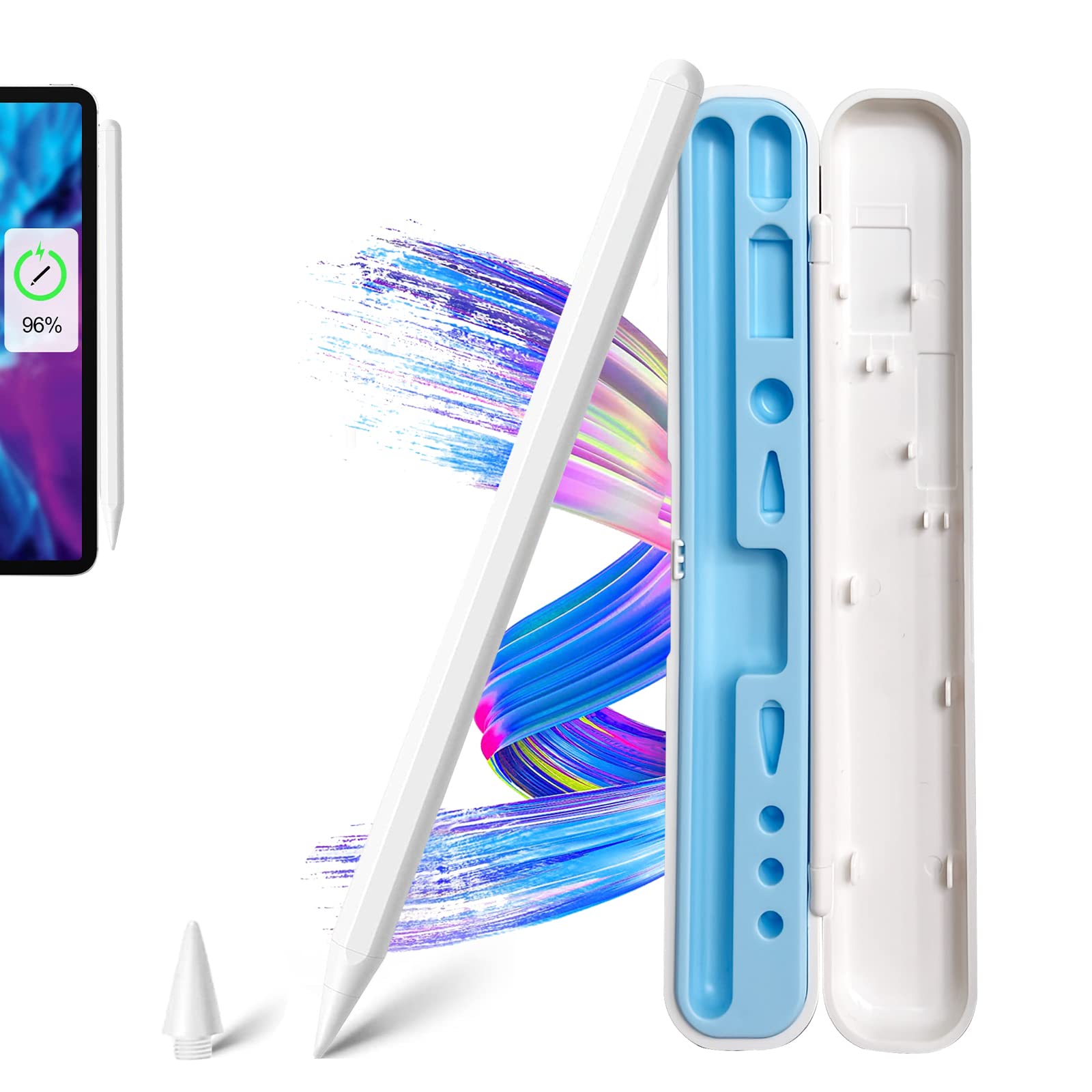 2nd Gen Magnetic Wireless Charging Stylus Pen for iPad Pro 11/12.9, iPad Air 4th/5th Gen, iPad Mini 6th - Tilt-Sensitive Palm Rejection Digital Pencil for Drawing, Writing & Note-Taking - Perfect for Artists, Students & Professionals