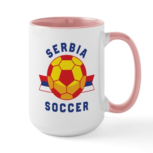 White/Pink Inside - Serbia Soccer Mugs