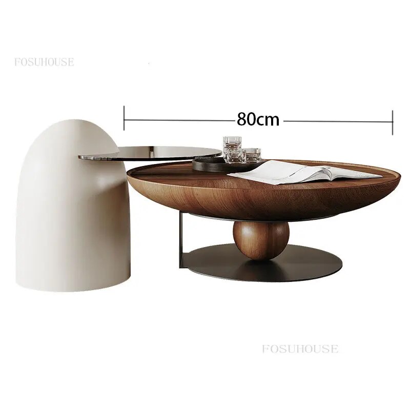 Italian Solid Wood Coffee Table - Rustic Modern Living Room Furniture for Small Spaces, Home Decor & Farmhouse Style