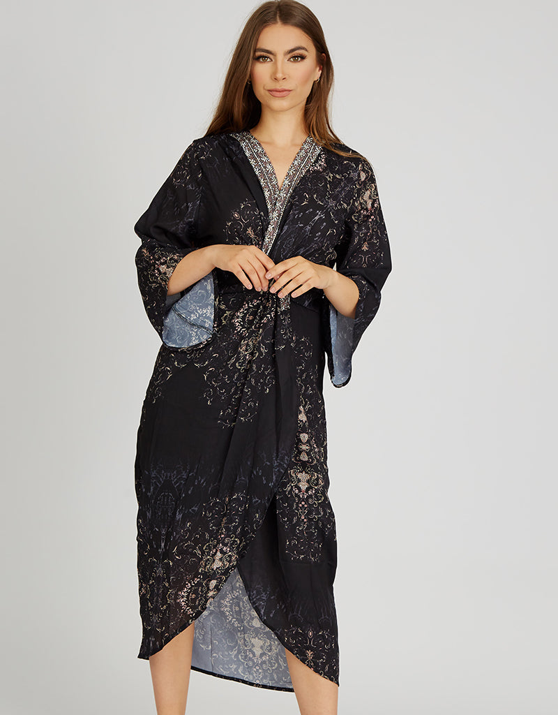 Bianca Knot Dress - Elegant Women's Summer Midi Dress with Tie Front Detail | Perfect for Beach Vacations, Date Nights & Casual Outings