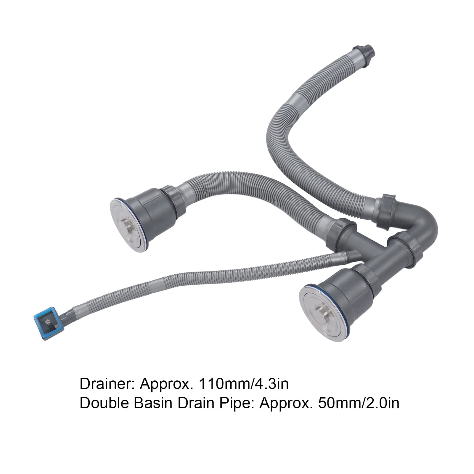 Kitchen Sink Double Hose Drain with Multiple Deodorizers, Fast Drainage Expandable Design, PP PVC Stainless Steel Materials for Kitchen Sinks - Ideal for Home and Commercial Use