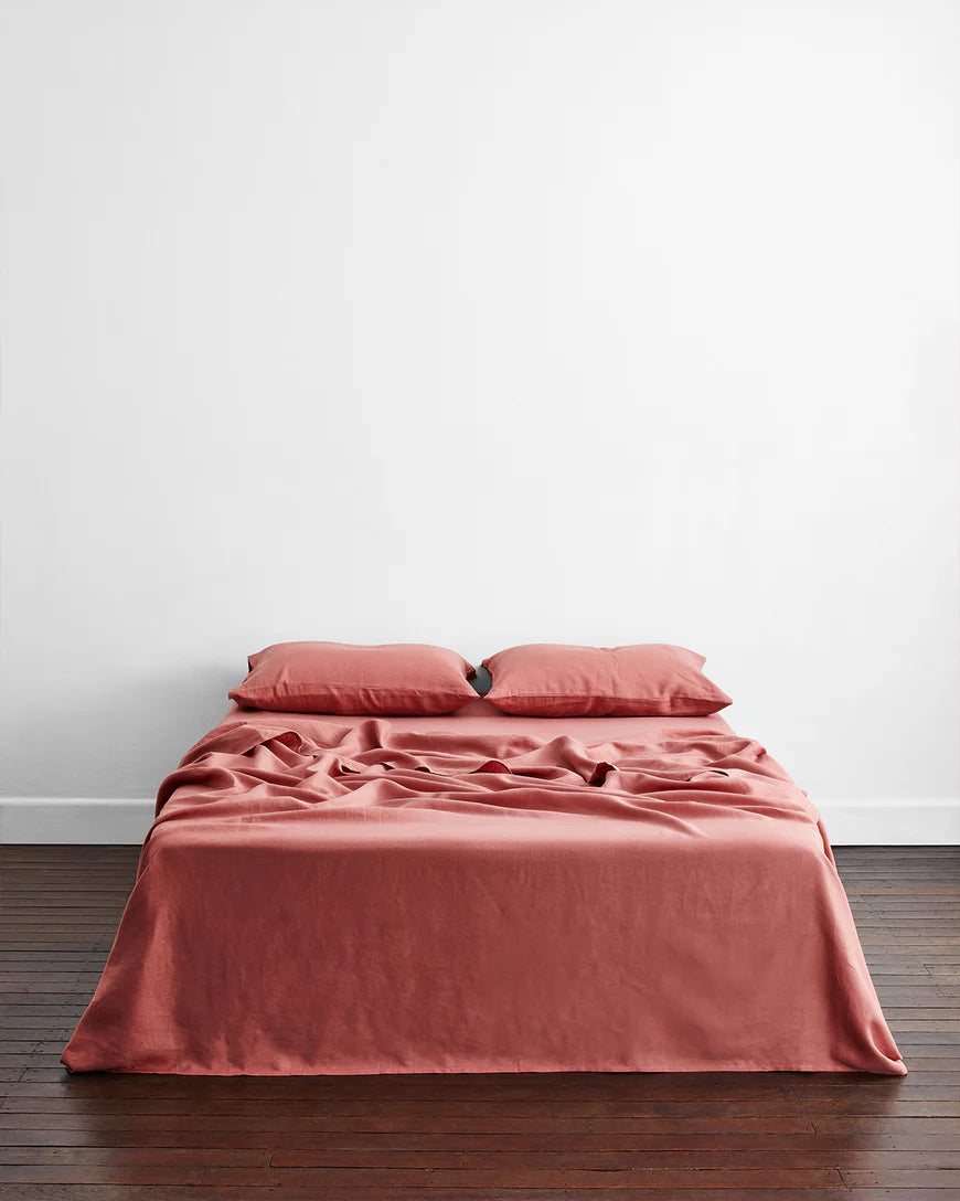 Organic Crème, Pink Clay & Terracotta Bedding Set - Luxurious 100% Cotton Sheets & Duvet Cover - Perfect for Master Bedroom, Guest Room & Cozy Home Decor