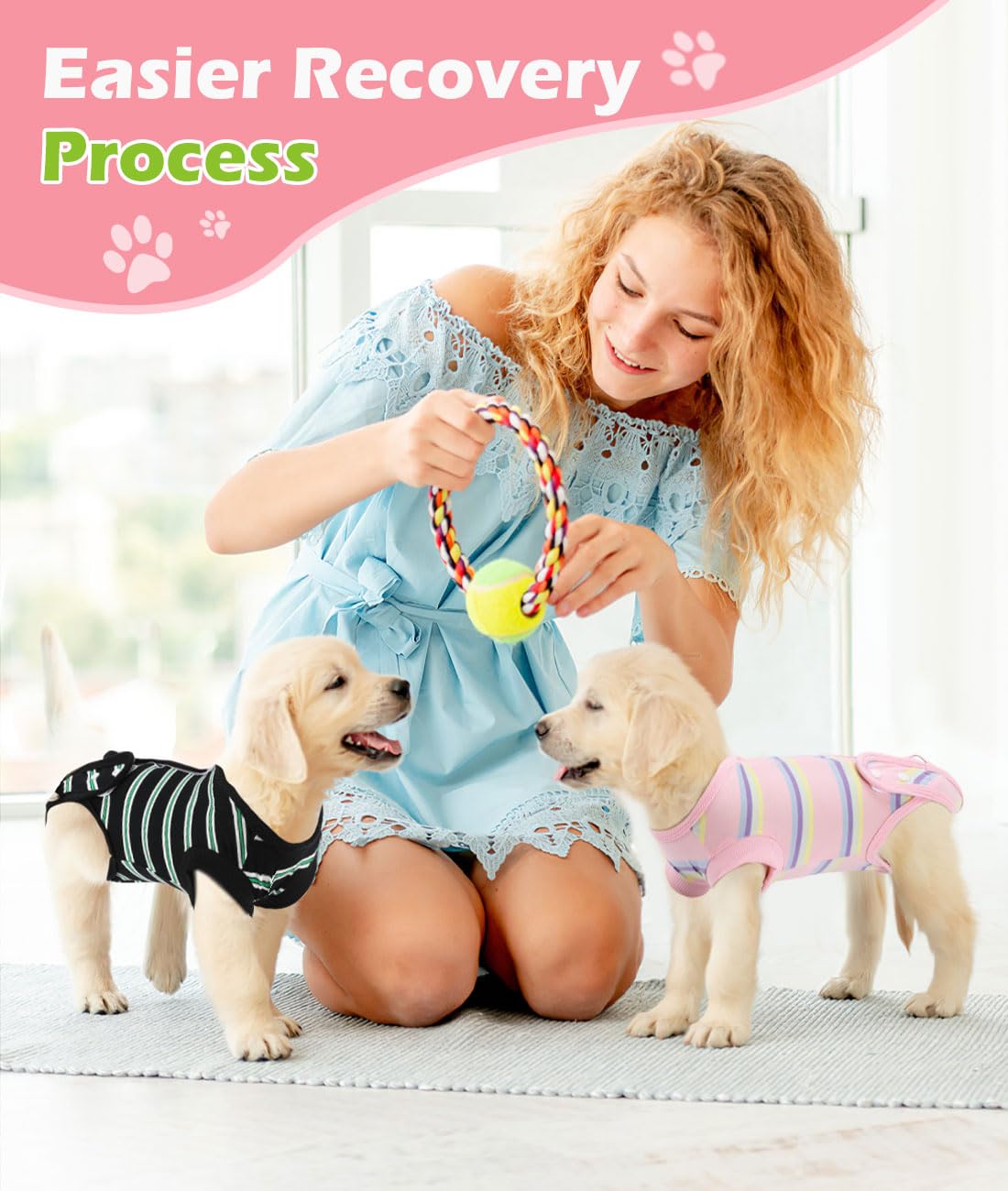 Dog Surgery Recovery Suit - Post-Surgical Onesie for Male & Female Dogs - Soft Cone Alternative for Abdominal Wounds & Skin Care - Comfortable Pet Bodysuit (Pink) - Ideal for Post-Op Healing & Wound Protection