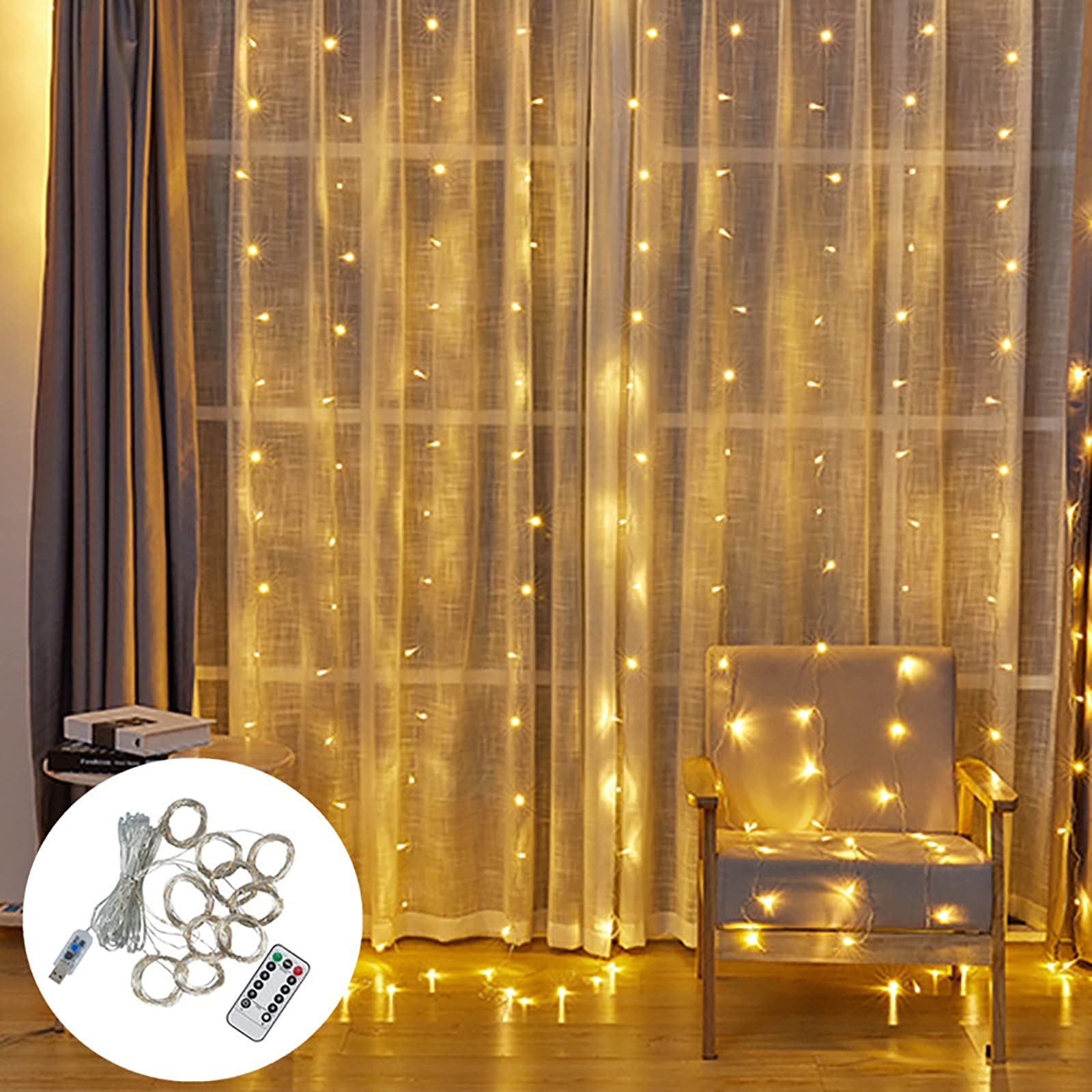 Outdoor LED Net Lights - 100LEDs USB Powered Fairy String Lights with 8 Lighting Modes & Hook - Warm White 3m x 1m for Christmas, Wedding, Garden, Bedroom, Patio Decor - Perfect for Holiday Parties, Romantic Evenings & Outdoor Entertaining