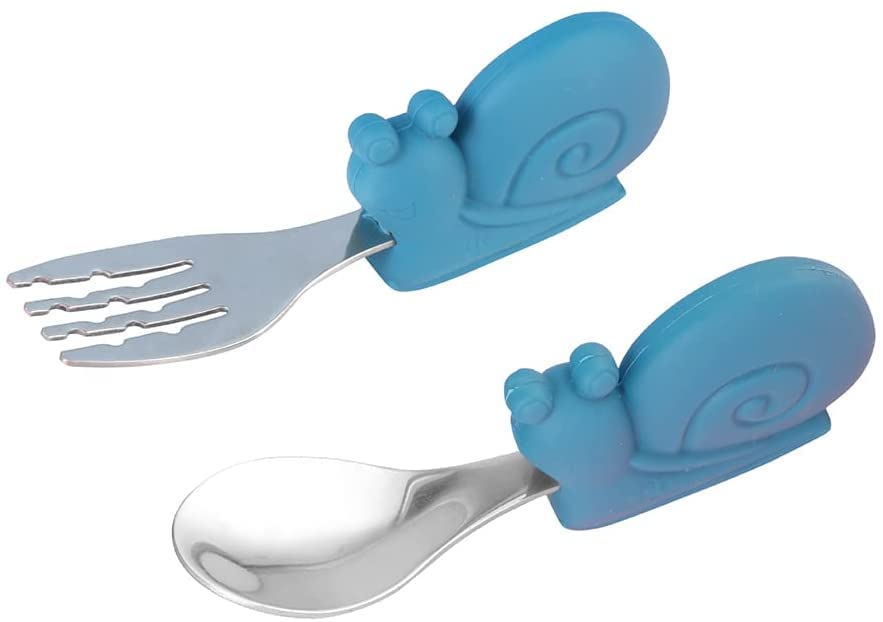 2-Piece Toddler Utensil Set - Soft Silicone Spoon & Fork with Easy-Grip Handle | BPA-Free Baby Feeding Tools | Perfect for Toddlers Learning to Eat | Includes 20-Piece Set in Blue
