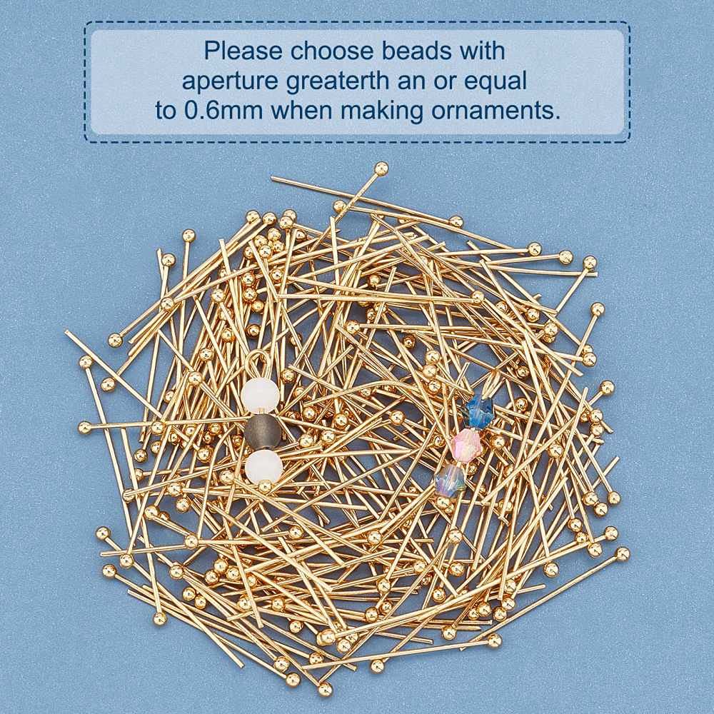 200Pcs 304 Stainless Steel Ball Head Pins 25mm (24 Gauge) for DIY Jewelry Making - Earrings, Necklaces, Bracelets & Craft Projects - DanLingJewelry Findings