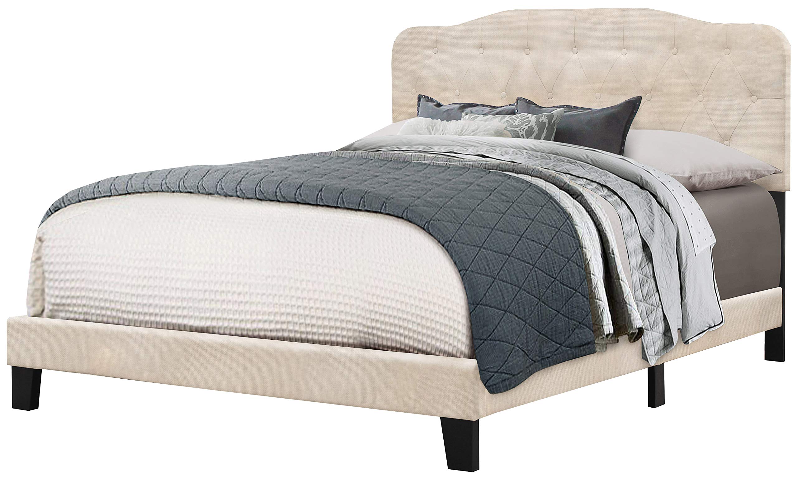 Hillsdale Furniture Nicole Bed Frame - Full Size, Linen Upholstered Platform Bed with Wooden Slats | Perfect for Modern Bedrooms, Guest Rooms & Small Spaces