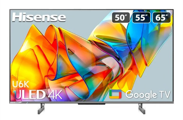 Hisense U6K 65-Inch 4K ULED Smart Google TV with Dolby Vision HDR - Perfect for Home Theater & Streaming Movies in Living Room