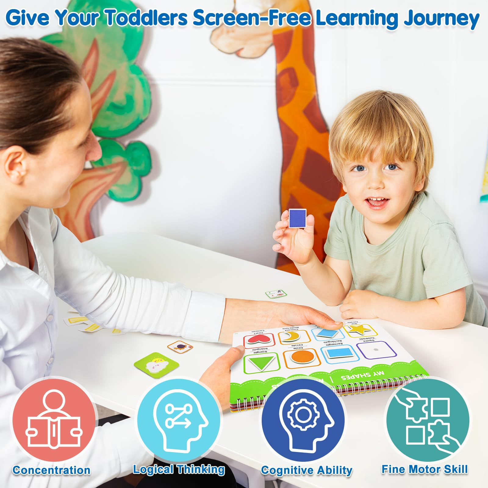 Ayyomo Bilingual Spanish & English Busy Book for Toddlers - Interactive Preschool Learning Activities for 3-5 Year Olds | Easter Basket Stuffers, Birthday Gifts | Perfect for Early Education & Travel Entertainment