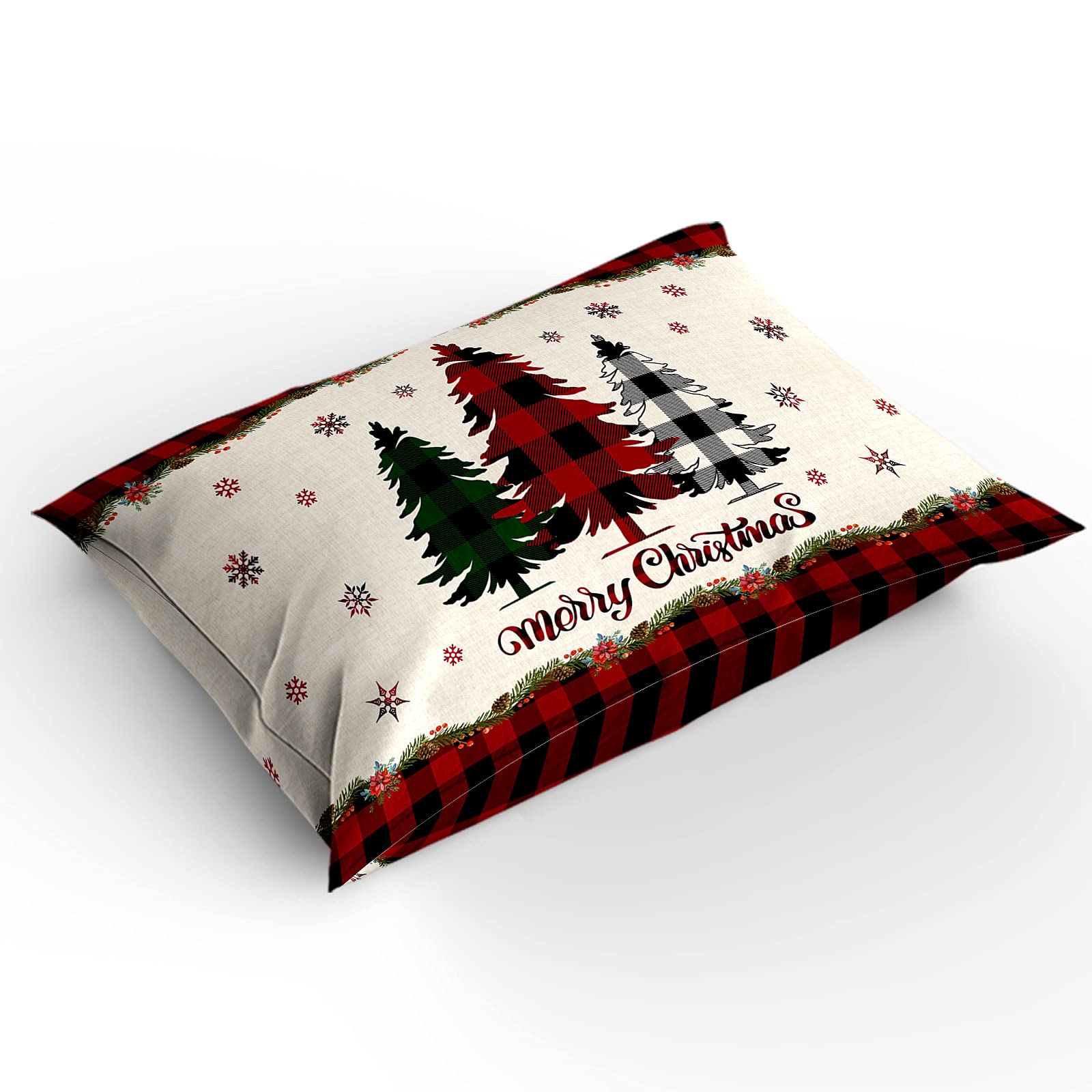 Full Size 3-Piece Buffalo Plaid Duvet Cover Set with 2 Pillow Shams - Lightweight Soft Comforter Cover with Christmas Tree Design | Perfect for Holiday Bedroom Decor & Cozy Winter Nights