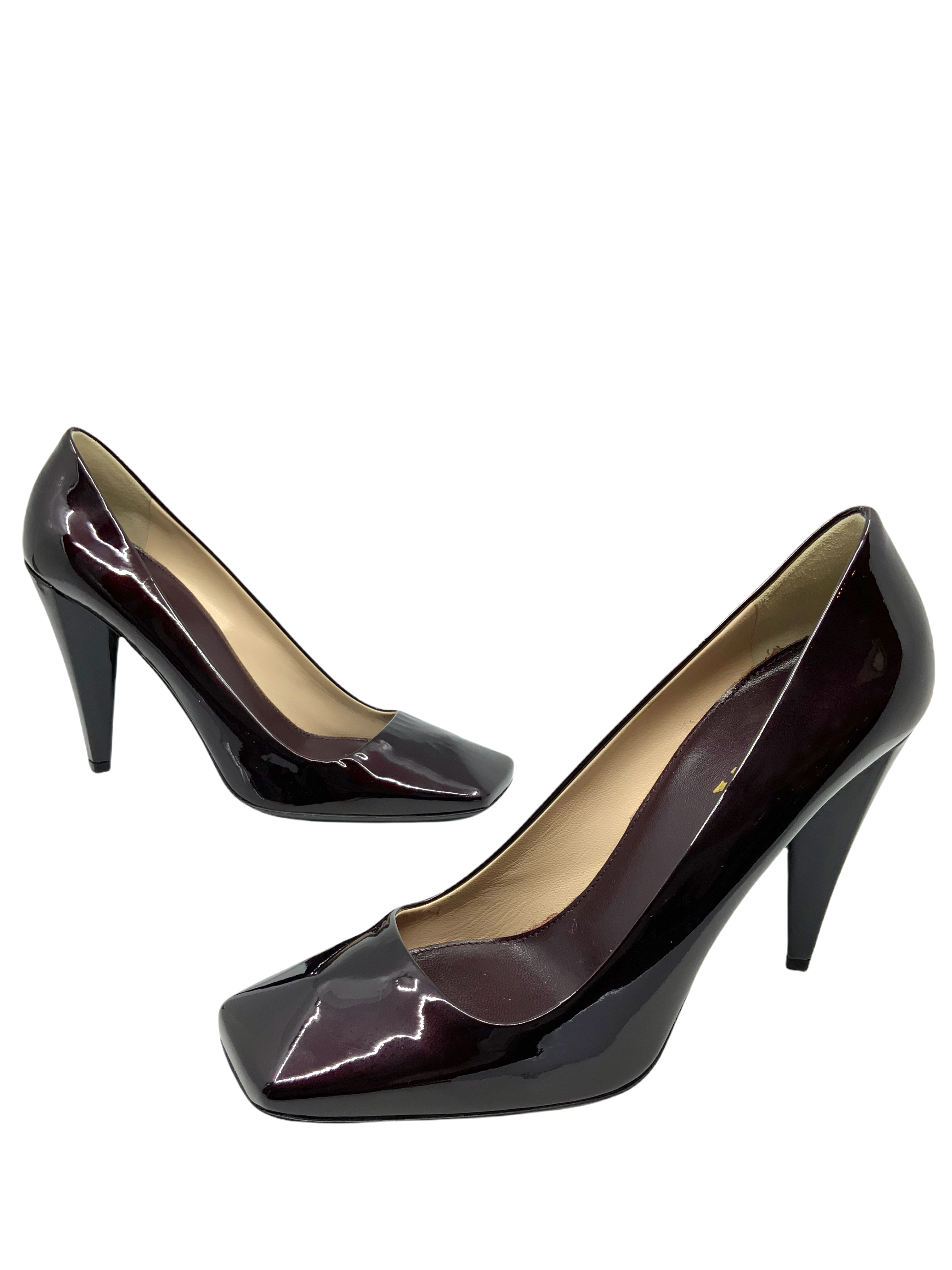 Prada Black Patent Leather Square Toe Pumps Women's Size 7 | Luxury High Heels for Office, Party & Special Occasions
