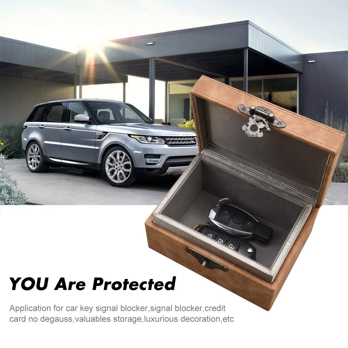 Premium Faraday Box for Car Keys - Large Anti-Theft Signal Blocker Box | Leather Keyless Entry Protector | Secure Storage for Smart Remote Keys | Perfect for Home, Office & Travel Security