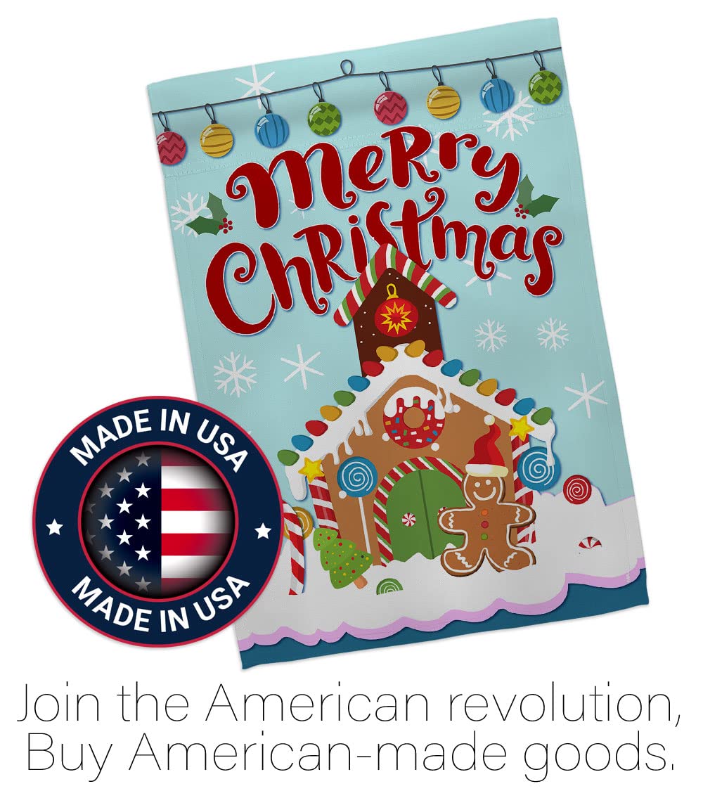 Gingerbread Christmas House Flag Set 28x40