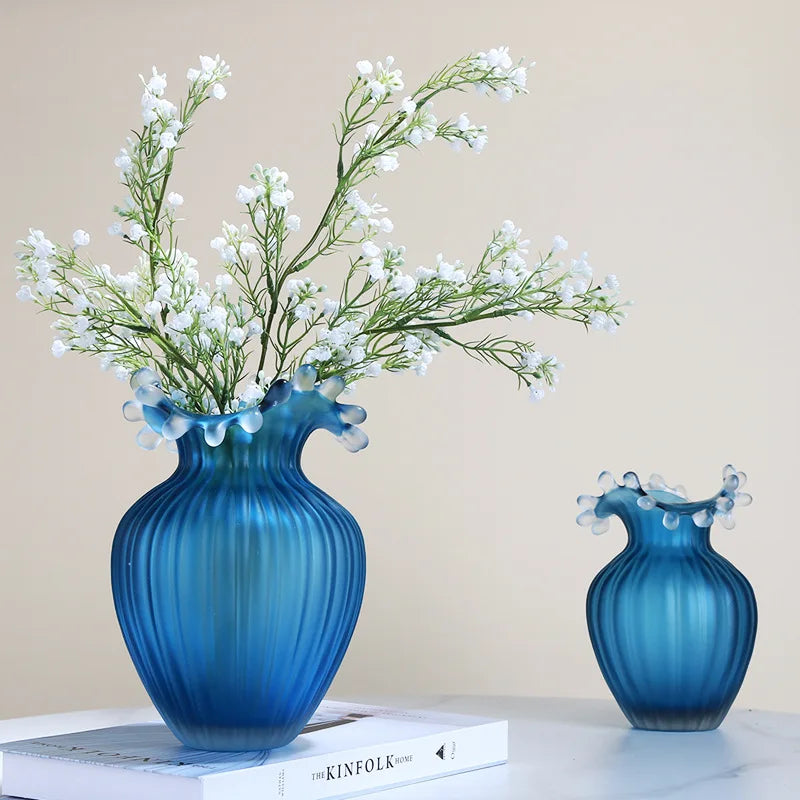 Wave Ripple Glass Vase - Elegant Handmade Decorative Vase for Home, Wedding, and Event Centerpieces - Perfect for Flowers, Candles, and Table Decor