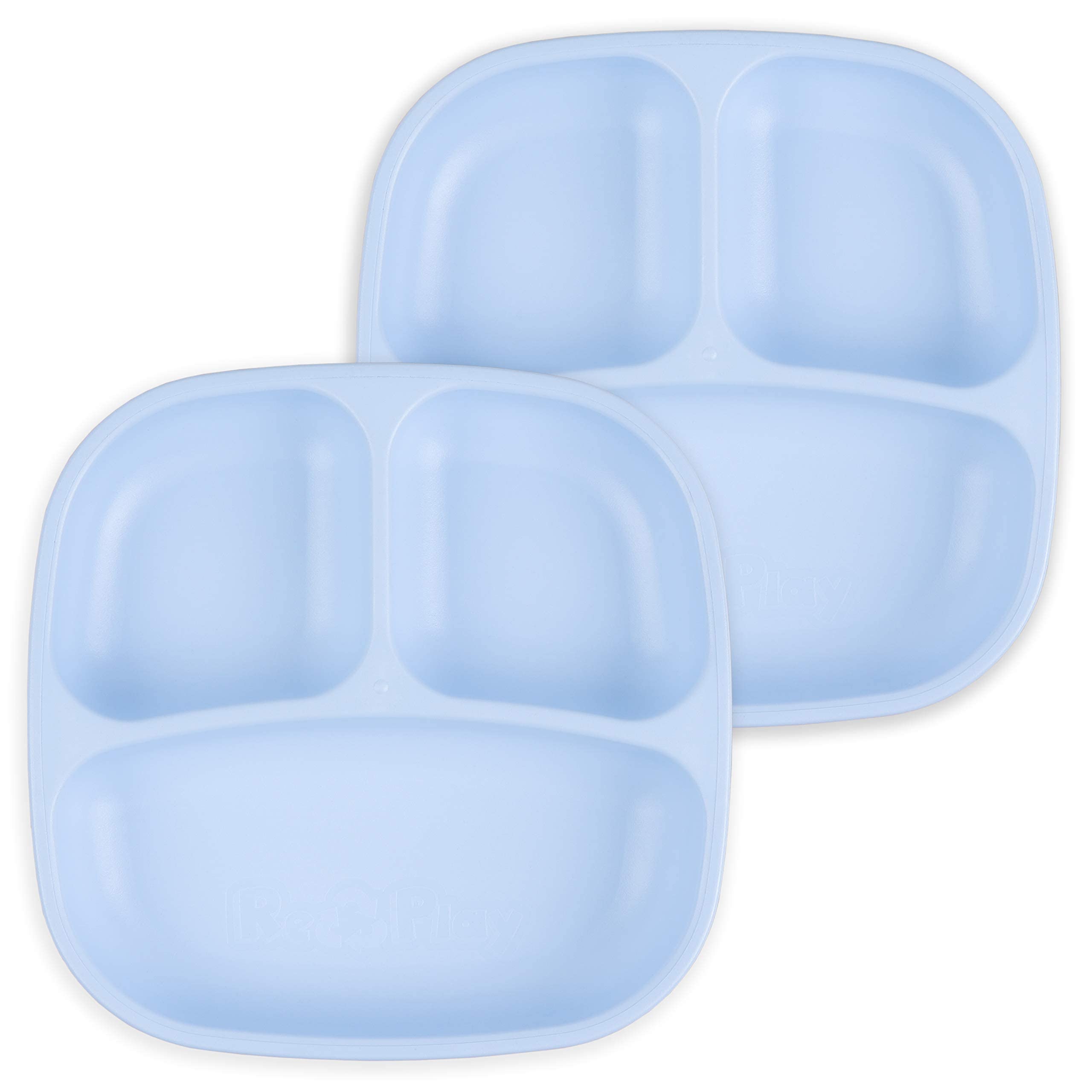 Reusable Divided Plates for Kids - BPA-Free Deep Walled Toddler Plates Set of 2 (Ice Blue) | Made in USA | Perfect for School Lunches, Daycare & Picky Eaters