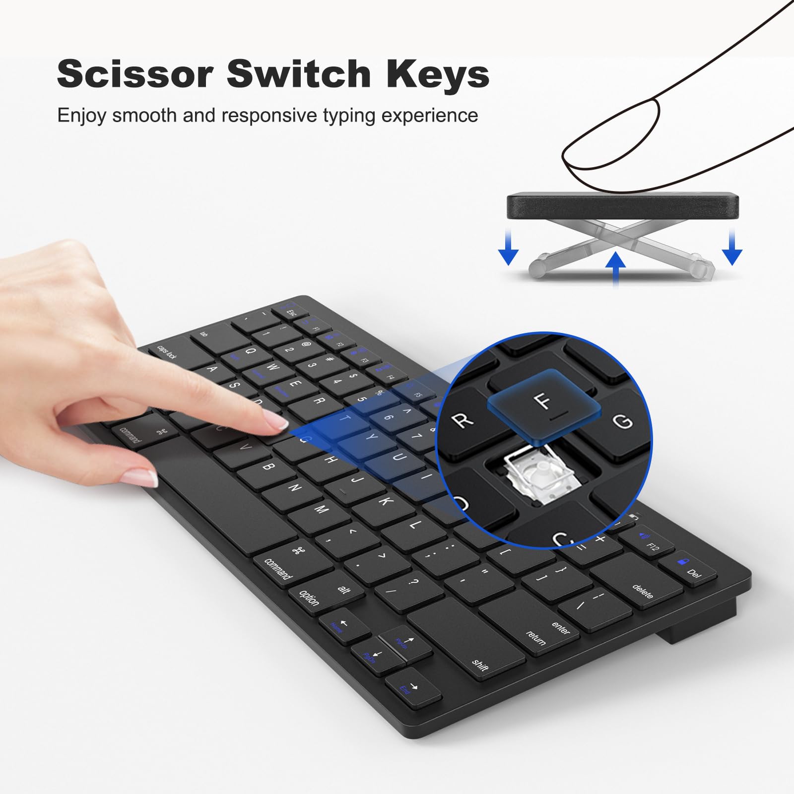 MOFII Ultra-Slim Bluetooth Wireless Keyboard - Compatible with iPad, iPhone, Tablet, Laptop (iOS, Mac OS, Android, Windows) - Perfect for Home Office, Travel & Remote Work - Black