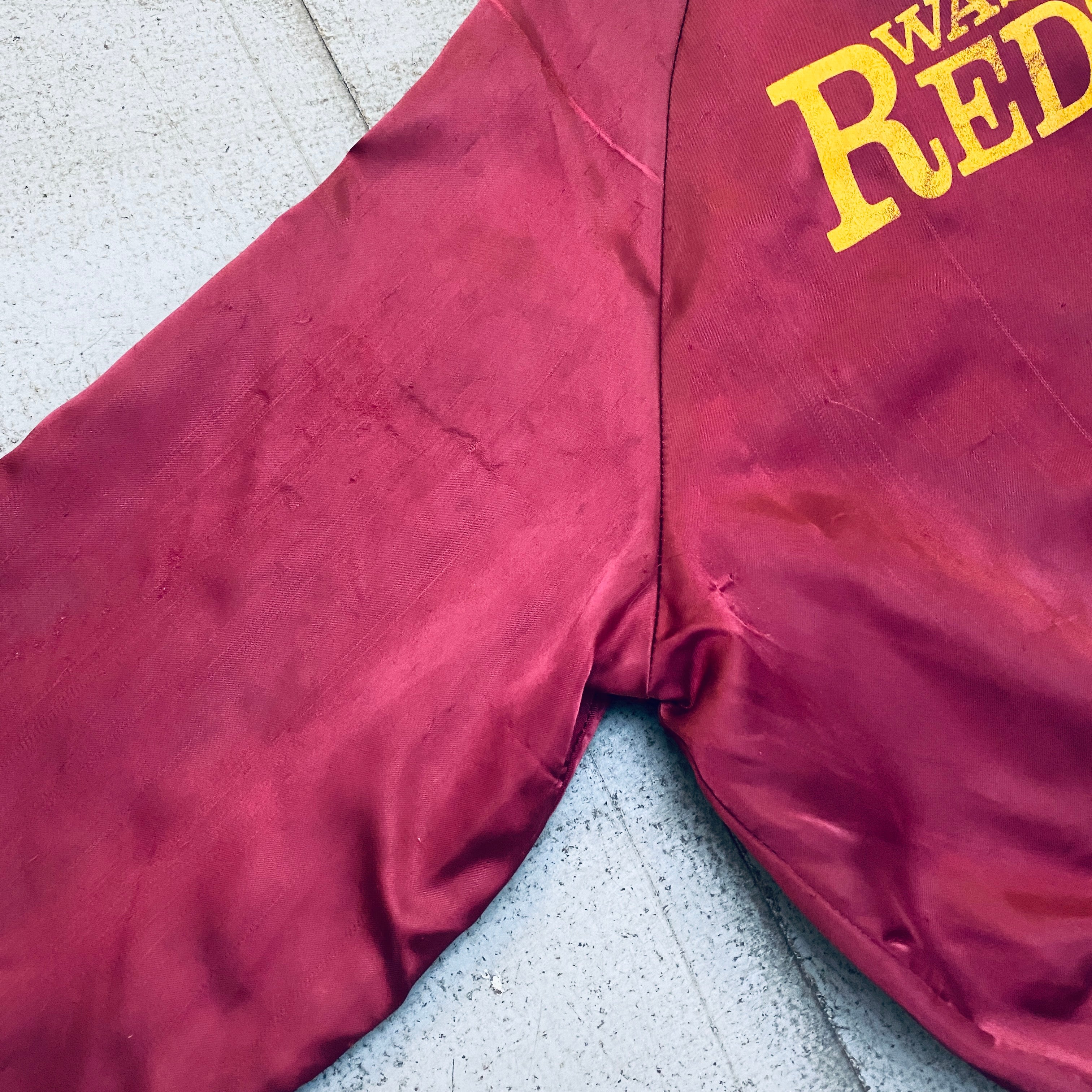 Washington Redskins 1990s Vintage Reverse Spellout Satin Bomber Jacket - Men's Medium - Retro NFL Football Fan Apparel for Game Day & Casual Wear
