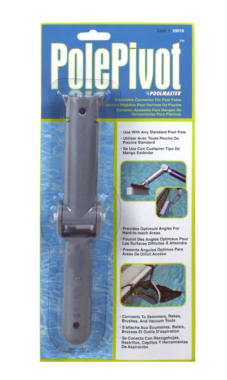 Poolmaster 29018 Adjustable Swimming Pool Cleaning Pole with Pivot Head - Telescopic Pool Skimmer Pole for In-Ground & Above Ground Pools, Spas & Hot Tubs - Perfect for Leaf Skimming, Vacuuming & Maintenance