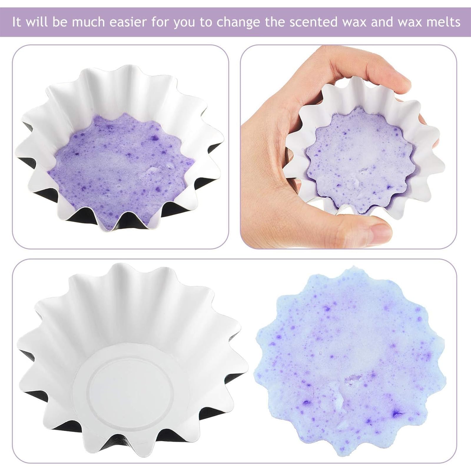 Boao Reusable Wax Warmer Containers - 25 Pack Leakproof Wax Melt Liners for Electric Scented Candle Warmers & Burners (Purple) | Perfect for Home Aromatherapy, Spa Relaxation, and Gift Giving