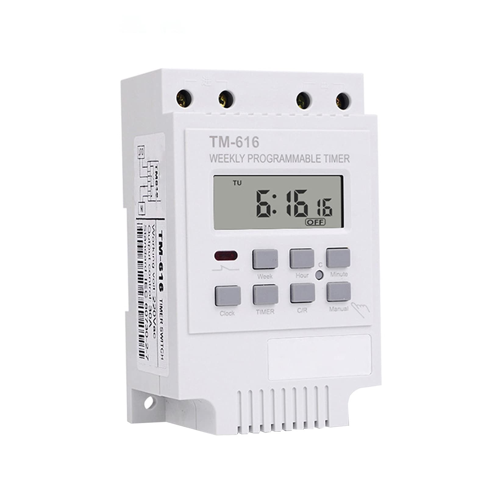 Qiguch66 TM616 Digital Time Switch 220-240V with Replaceable Battery - Anti-Interference Programmable Timer for Street Lights, Outdoor Lighting & Home Automation (DC12V) - Perfect for Garden, Parking Lot & Security Lighting Control