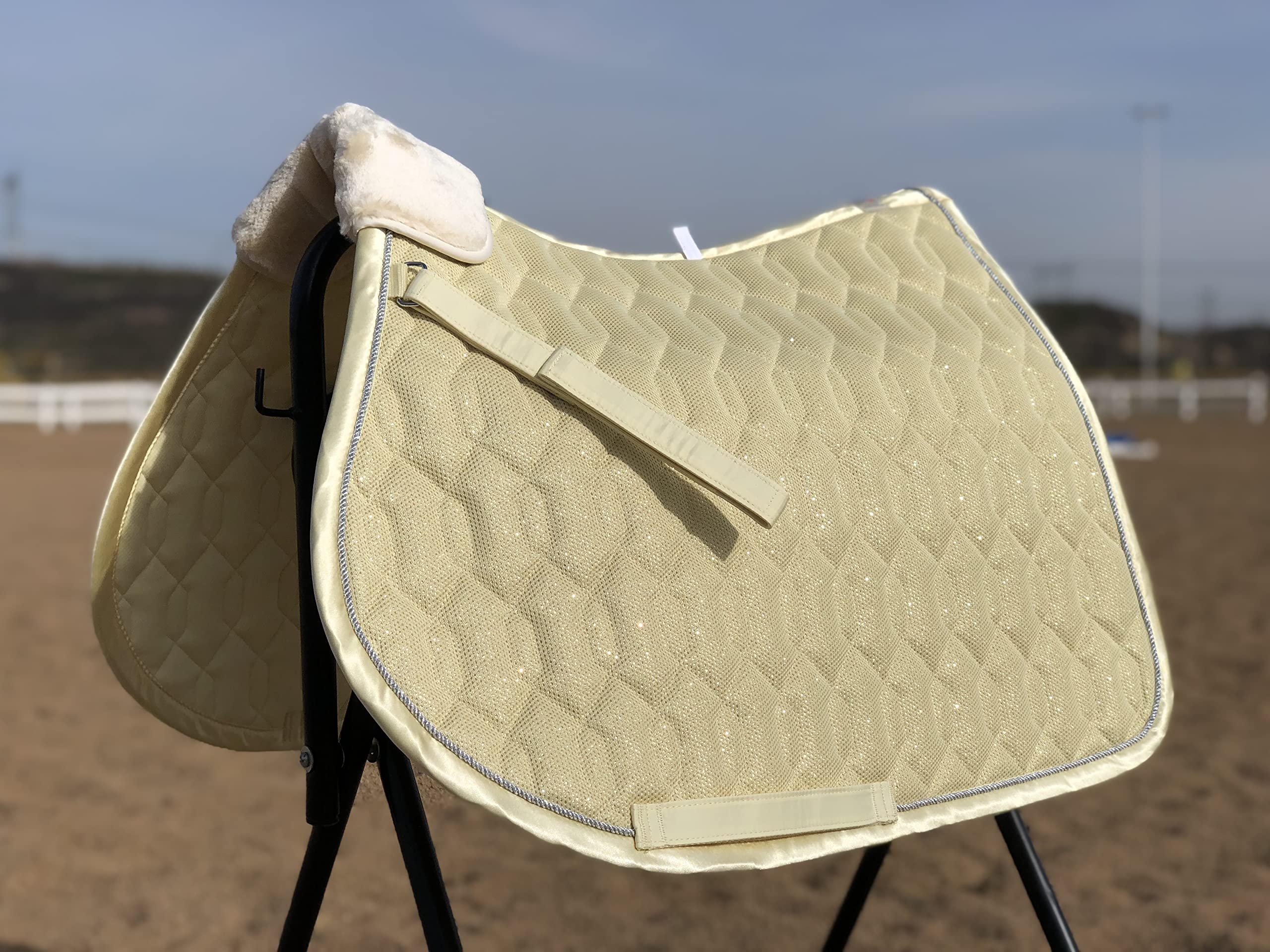 Glitter Mesh Dressage Saddle Pad for Horses - Full & Pony Size - Breathable All-Purpose Riding Pad for Training, Shows & Competitions - Perfect for Equestrian Events & Daily Riding